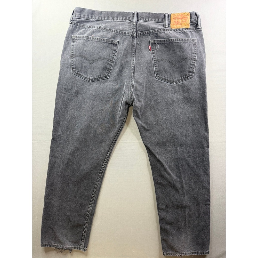 Levi's 505 Straight Leg Jeans Mens Black Faded Distressed 40x31